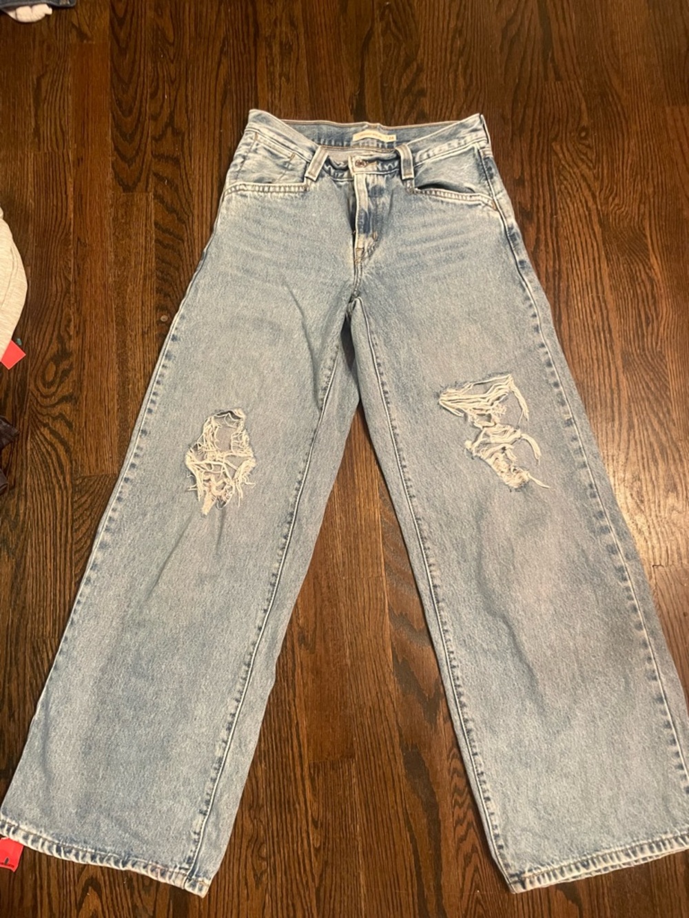 Levi's Light Blue Wide-Leg Distressed Jeans